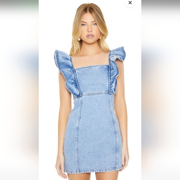 F21 Mini Denim dress Sz M - Picture 3 of 10